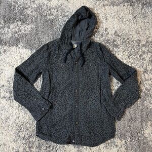 Modern Amusement, Animal Cheetah Leopard Print Hooded Long Sleeve Button-Up